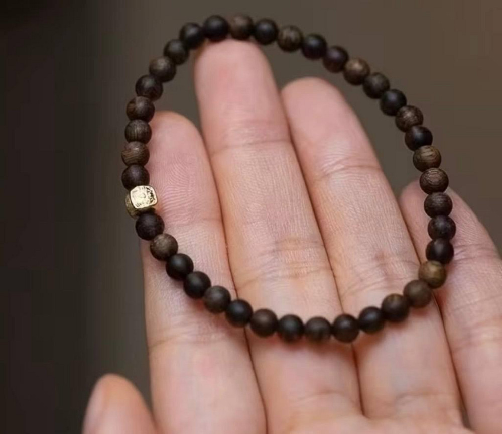 Браслет з натурального агарового дерева з намистинами на удачу, унісекс Київ - фото 3