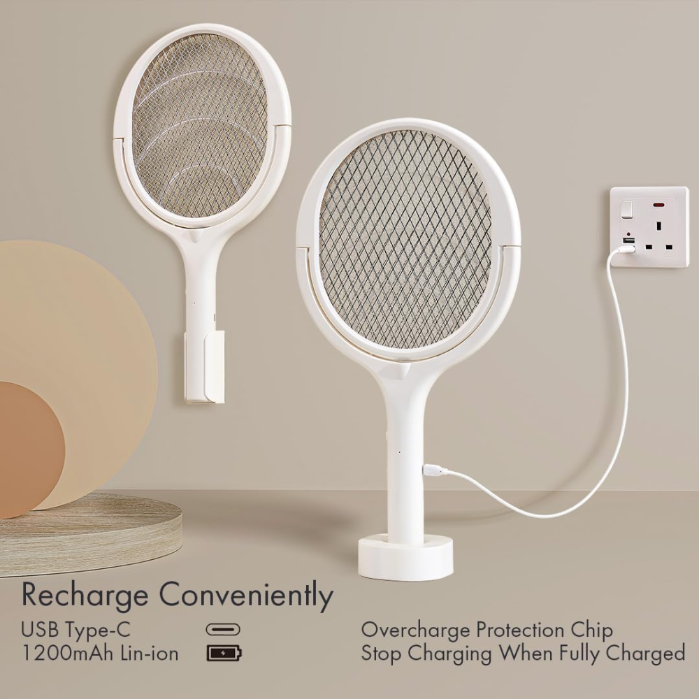Електрична мухобойка GeckoMan — 3500 В, акумулятор 1200 мАг, USB Type-C, поворотна головка Київ - фото 2