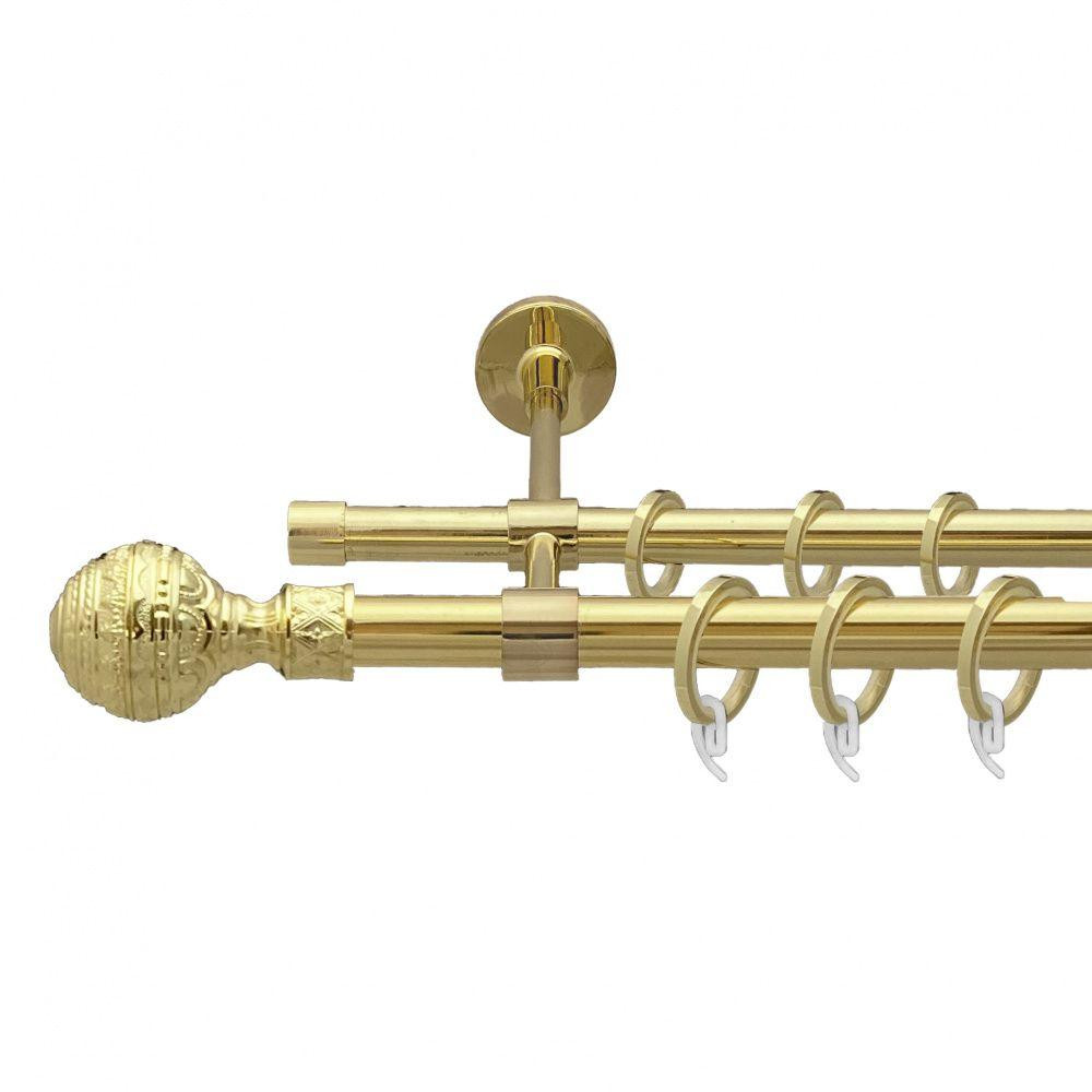 Карниз Orvit Арабеска металевий дворядний закритий гладка труба кільце фасонне металеве  Золото 19\16 мм 160 см (00-00009294) Львів - фото 1