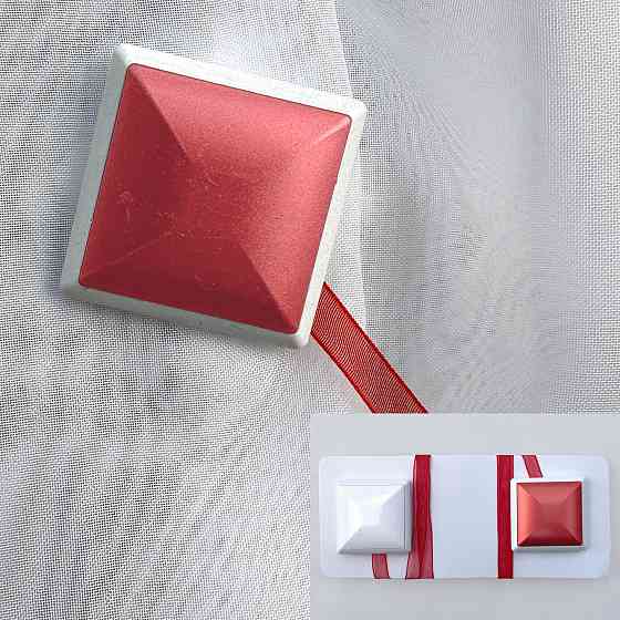 Магниты для штор и гардин Квадрат двусторонние набор 2 шт Красный с белым (81-278) Киев