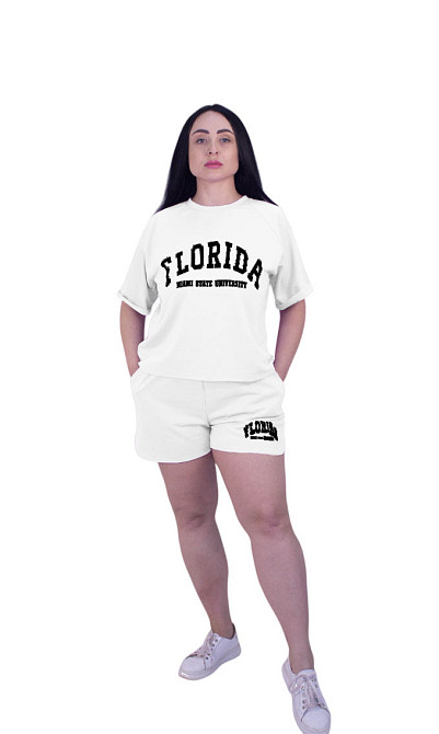 Літній спортивний костюм із шортами Молочний XL-2XL Харків - фото 1