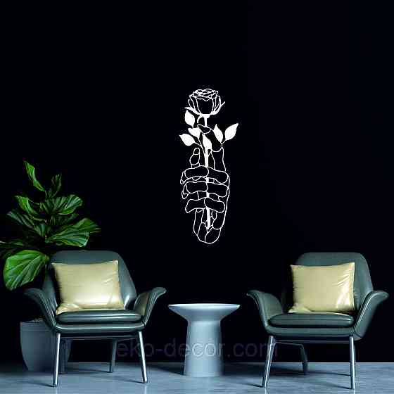 Декоративне настінне Панно «Рука з трояндою» Декор на стіну 50*19 см, Білий Київ