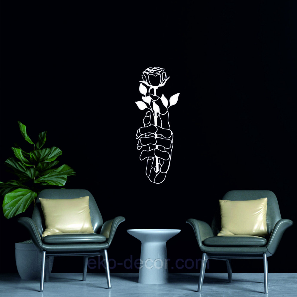 Декоративне настінне Панно «Рука з трояндою» Декор на стіну 50*19 см, Білий Київ - фото 4