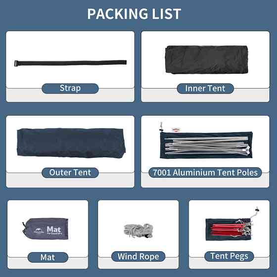 Намет надлегкий тримісний з футпринтом Naturehike Cloud Up 3 UL NH18T030-T-T, 20D, темно-синій Київ