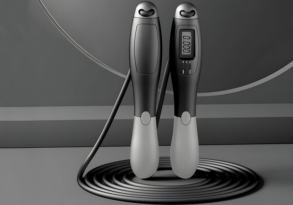 Швидкісна скакалка з лічильником EasyFit чорний-сірий Коломия - фото 4