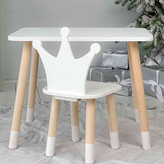 Детский столик и стульчик белый. Столик с ящиком для карандашей и разукрашек Стол и стуль детский белая корона Киев