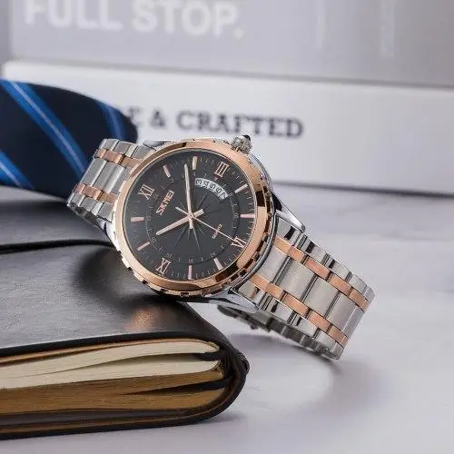 Чоловічий наручний годинник Skmei 9069 Сріблястий з рожевим золотом Київ - фото 4