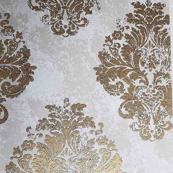 Шпалери флізелінові еко Galerie Metallic FX 0,53Х10 англійські вензель золотом структурних на бежевому фоні Київ