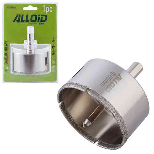 Свердло корончате алмазне по склу та кераміці 65мм з центрувальним свердлом Alloid Одеса