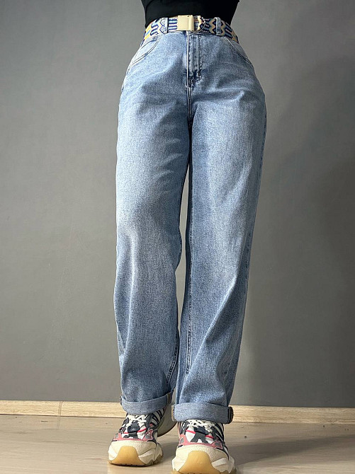 Джинси жіночі Dragon 8317 Mom Comfort Baggy з поясом стрейчеві блакитні, блакитний, 31, 31, 84 см, 108 см Київ - фото 4