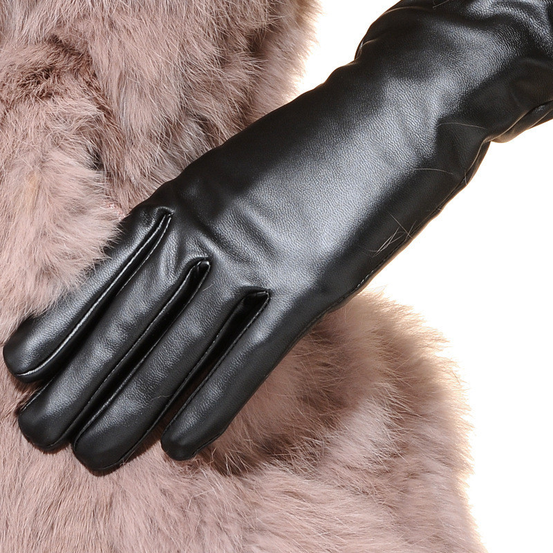 Рукавички високі жіночі із екошкіри чорний M Київ - фото 9