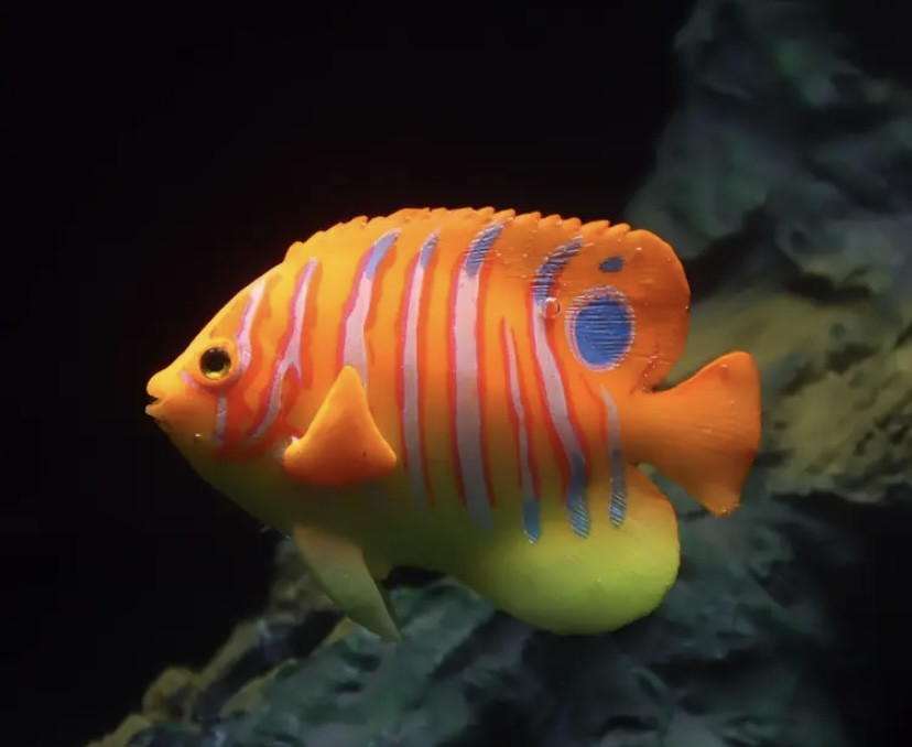 Штучна рибка Ангел для акваріума декор силіконова і люмінесцентна 7 на 9,5 см помаранчева Київ - фото 1