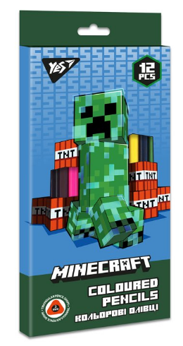 Олівці кольорові 12 кол. "Yes" Minecraft тригранні, 290701, шт Київ - фото 1