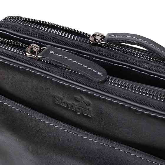 Красива чоловіча сумка через плече з гладкої натуральної шкіри Shvigel 20871_1 Чорний Київ