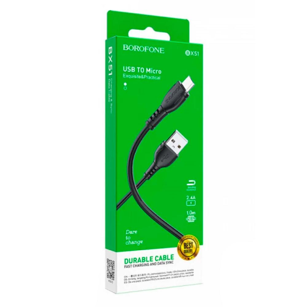 Кабель BOROFONE BX51 Triumph Micro-USB 1m 2.4A, колір чорний BX51MB Одеса - фото 2