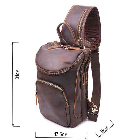 Винтажная мужская сумка через плечо из натуральной кожи 21303 Vintage Коричневая Киев