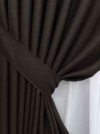 Комплект готових штор VR-Textil Льон-блекаут № 1180ш Венге 135х290см 2 шт (39-0073) Київ