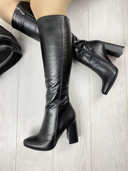 Nivelle Чоботи жіночі NIVELLE чорні натуральна шкіра висота 37см обхват 34-36см каблук 10см (29 Коломия - фото 2