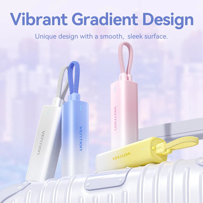 УМБ Vention 5000mAh 20W PD, USB-C In/Out, Lightning In/Out, with cable, Gradient Red Вінниця - фото 3