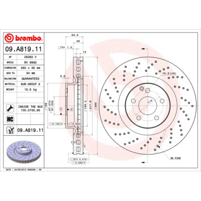 Гальмівний диск Brembo 09.A819.11 Вінниця - фото 1