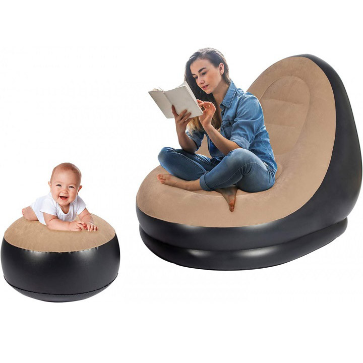 Надувное кресло с пуфом для отдыха AIR SOFA велюровое GS-79 Львов - изображение 12