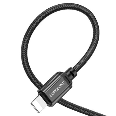 Дата кабель USB 2.0 AM to Lightning 1.0m 2.4A nylon BX87 black BOROFONE (6974443389005) Вінниця - фото 4