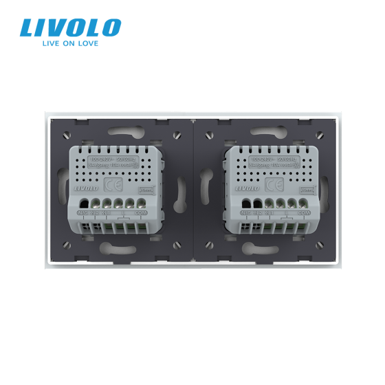 LIVOLO Сенсорний прохідний/перехресний вимикач 3 сенсора (1-2) LIVOLO білий матове скло Коломыя