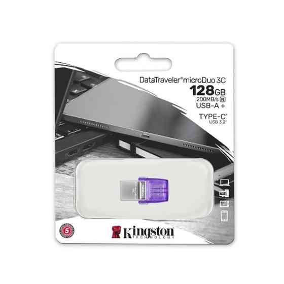 Флеш-накопичувач Kingston USB 3.2 DT microDuo 3C 128GB (Type-A/Type-C) (200Mb/s) Київ