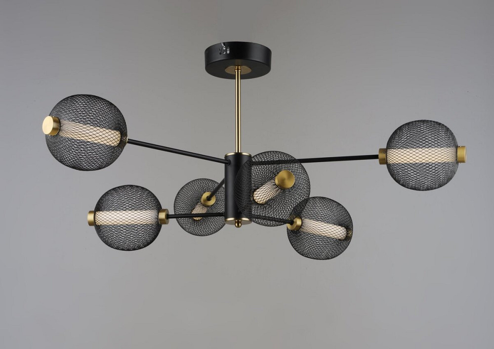 VALESO Люстра стельова світлодіодна VALESO 6 плафонів LED Чорний Золото Метал 3000K+6500K /6 Коломия - фото 1