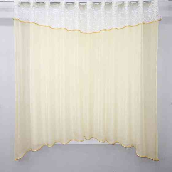 Кухонна занавіска VR-Textil № 00к бежевий з білим 280х170 см (59-588) Київ