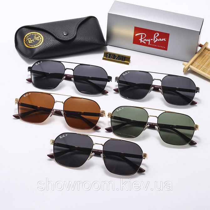 Сонцезахисні чоловічі окуляри Ray Ban (58391) polaroid чорні Київ - фото 2