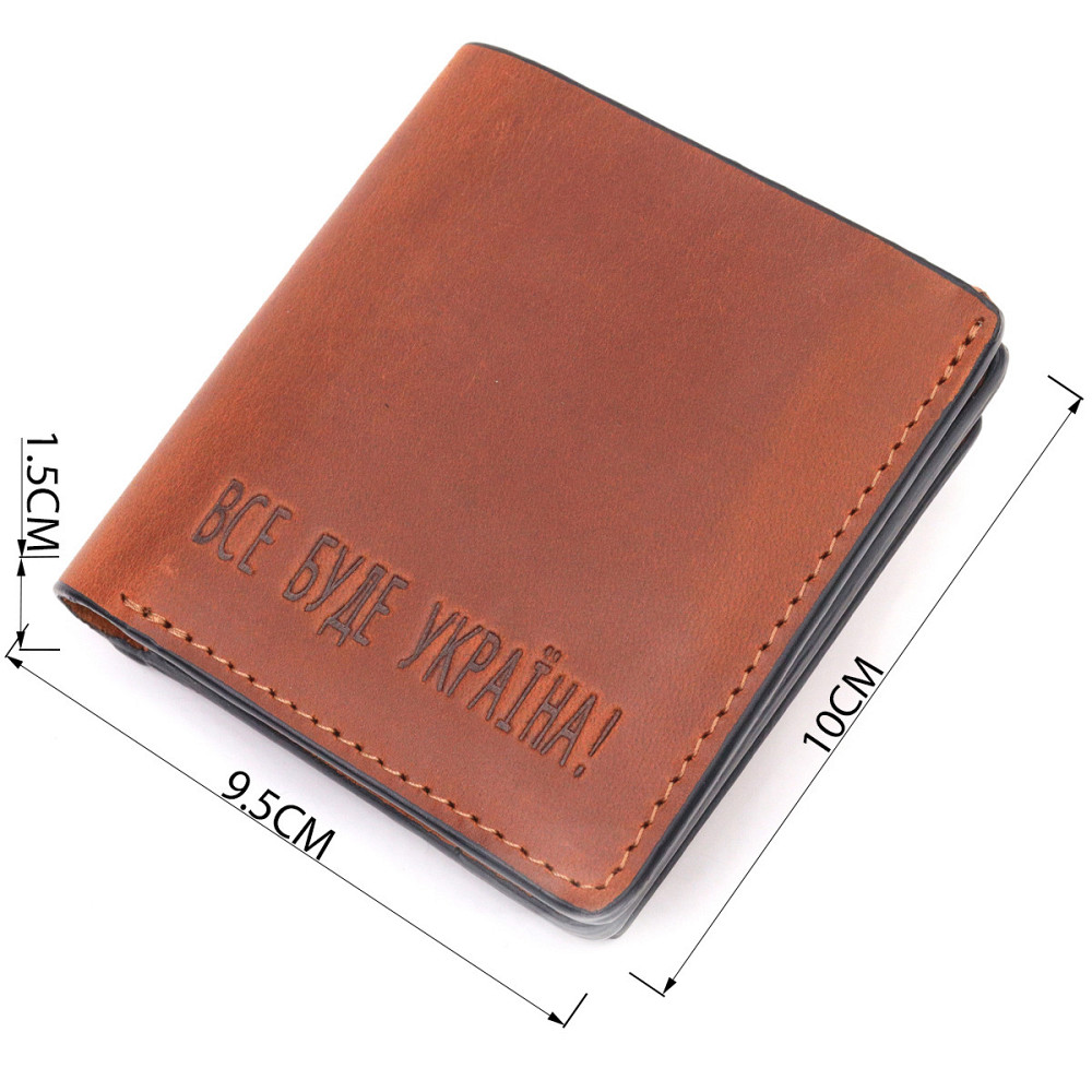 Качественный кожаный мужской кошелек с монетницей Украина GRANDE PELLE 16744 Светло-коричневый Киев - изображение 3
