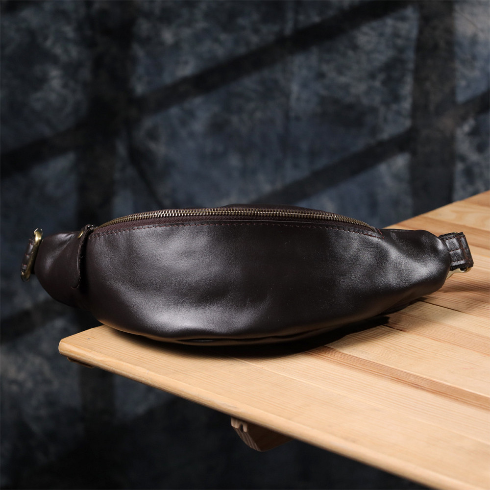 Сумка бананка отменного качества из гладкой натуральной кожи Shvigel 23144 Коричневый Киев - изображение 3