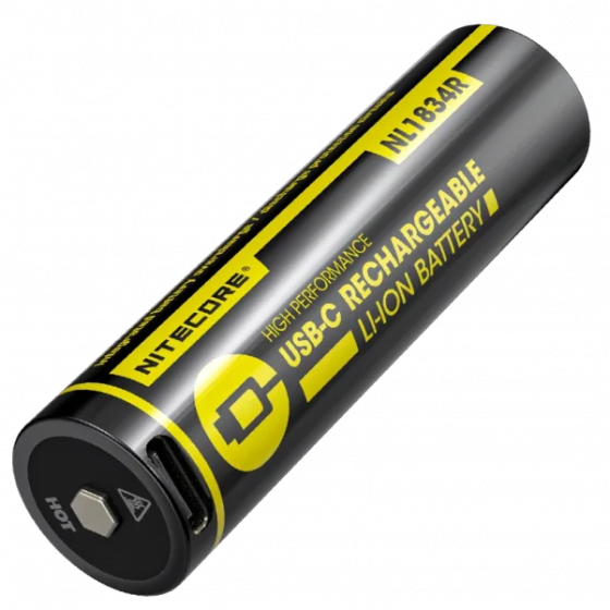 Акумулятор 18650 Nitecore NL1834R 3400mAh 3.7V Li-Ion із зарядкою від USB-C (Чорний) Вінниця
