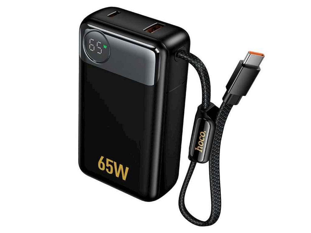 Power Bank 12000mAh Q53 3A/1USB/PD65W/QC3.0/LED дисплей/кабель Type-C 60W чорний ТМ HOCO Київ - фото 1