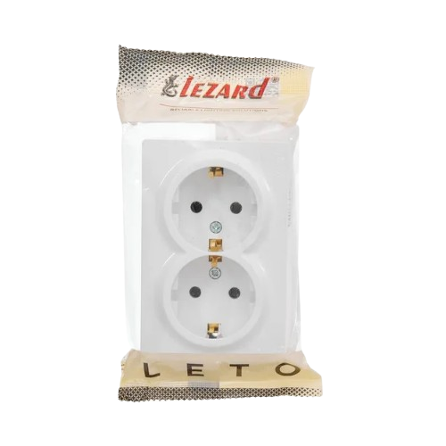 LETO білий Розетка зовнішня 2-а із заземленням Лезард Житомир