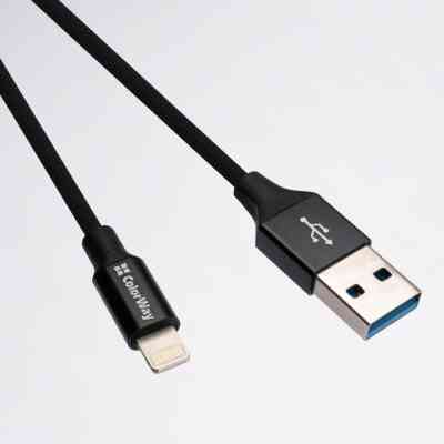 Дата кабель USB 2.0 AM to Lightning 2.0m black ColorWay (CW-CBUL007-BK) Винница