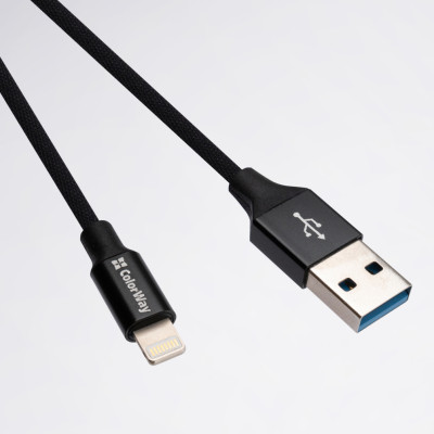Дата кабель USB 2.0 AM to Lightning 2.0m black ColorWay (CW-CBUL007-BK) Винница - изображение 3