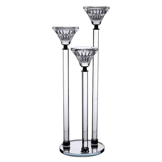 Підсвічник скляний на 3 свічки 12×37 см підсвічник декоративний прозорий на ніжці HP-4-17 Коломия