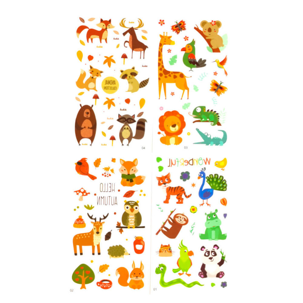 Набір дитячих тимчасових тату «Тварини» tattoo-kids-mini-set-animals Вінниця - фото 1