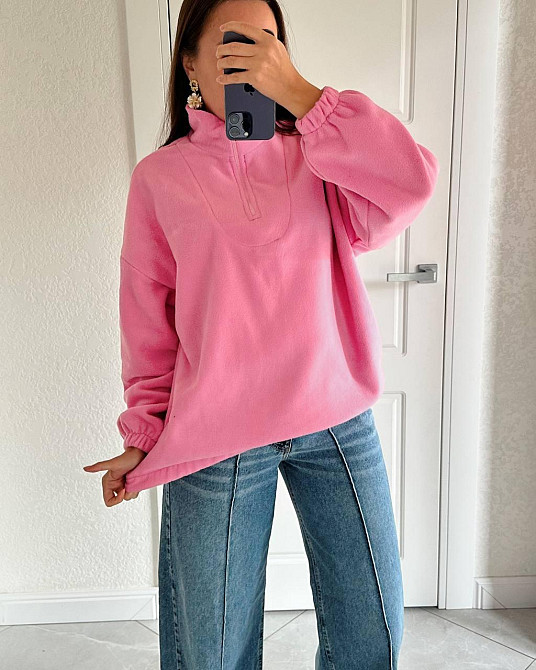 Женская теплая оверсайз кофта с молнией флис двусторонний 48/52 Одесса - изображение 11