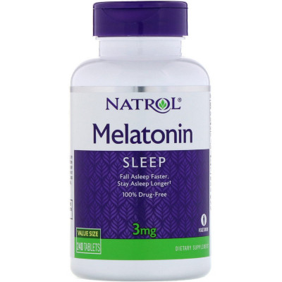 Амінокислота Natrol Мелатонін, Melatonin 3 мг, 240 таблеток (NTL-16068) Вінниця - фото 1