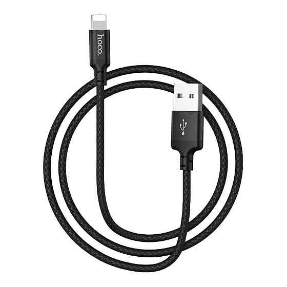 Кабель HOCO X14 USB - Lightning 2A, 1m, нейлон, алюмінієві конектори, колір чорний 6957531062820 Одеса