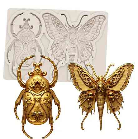 Молд силіконовий Метелик та жук 95 на 65 мм сірий Київ