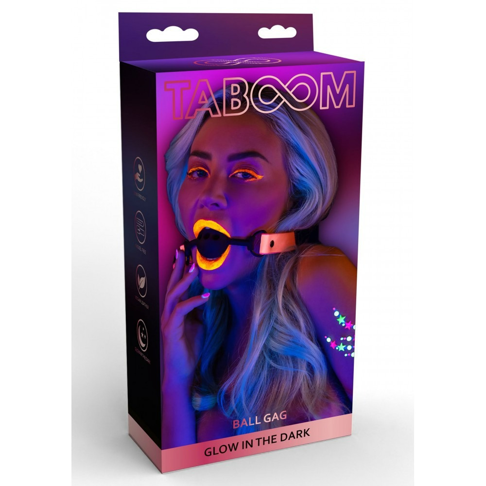 Кляп светящийся в темноте Taboom Ball Gag, розово-черный Sex Aura Киев - изображение 4