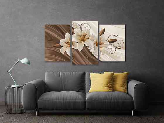 Модульна картина у вітальню/ спальню Лілії    Art-581_3 70x130 см Київ