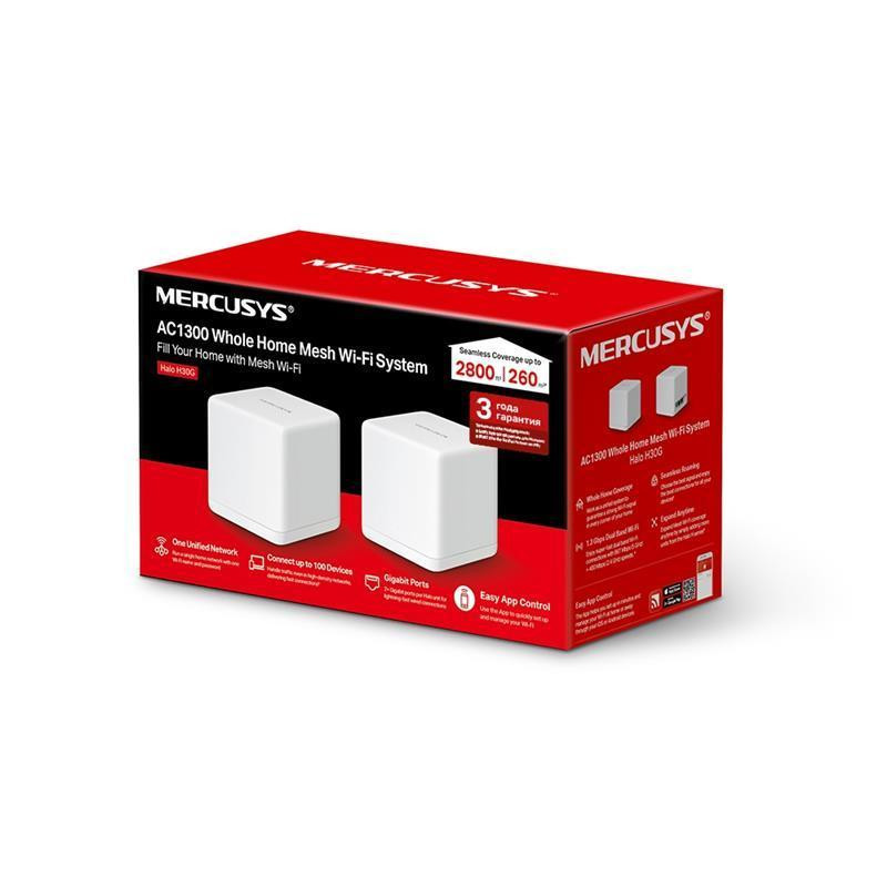 WiFi Mesh система Mercusys Halo H30G (2-pack) (AC1300, 2хGE WAN/LAN, Beamforming, MESH, 2-pack) white Харків - фото 6