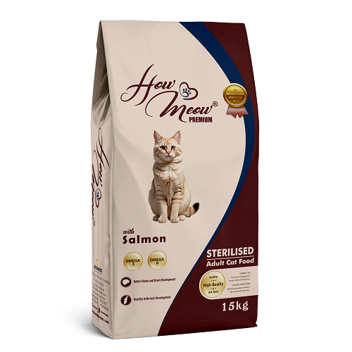 Повнораціонний корм для стерилізованих дорослих котів Хау Мяу How Meow Adult Cat з лососем 15кг Київ - фото 1