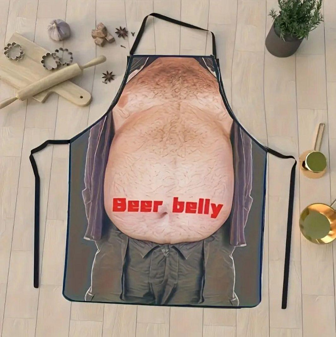 Фартук с приколом мужской кухонный Beer Belly с пивным животом для гриля и барбекю Киев - изображение 4