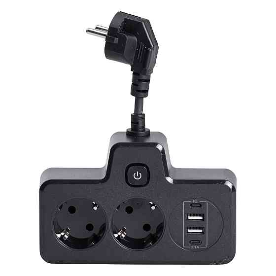 Yiwu Мережевий фільтр на 2 євро розетки з 2 USB та 2 Type-C чорний HP-5-18 Коломыя